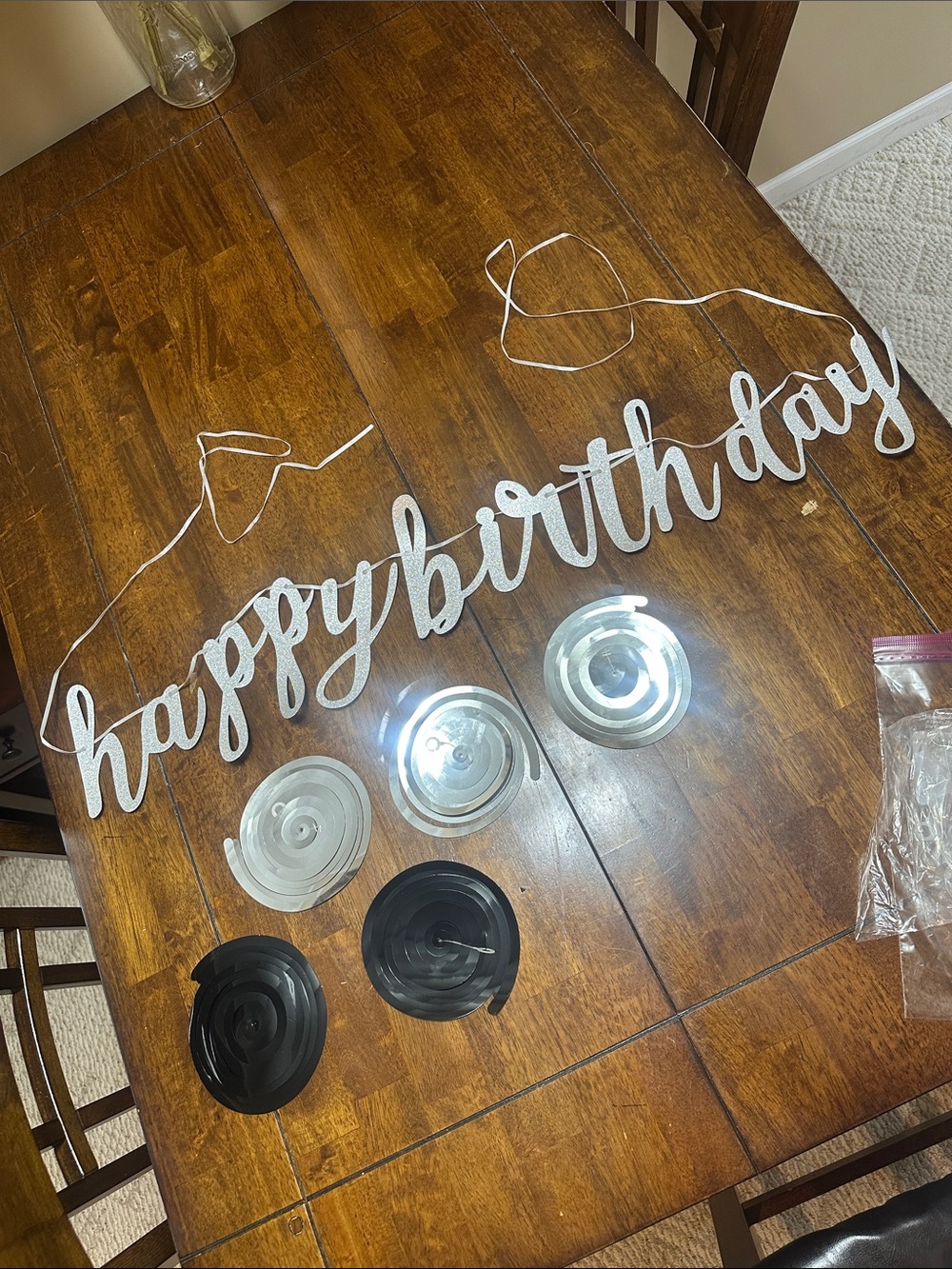 🎉 Glitter Silver 'happy birthday' Banner Garland - Party Decoration 🎉
